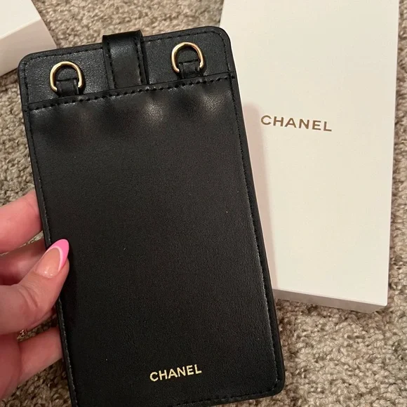 Chanel Black Coco Crush Leather Phone Holster